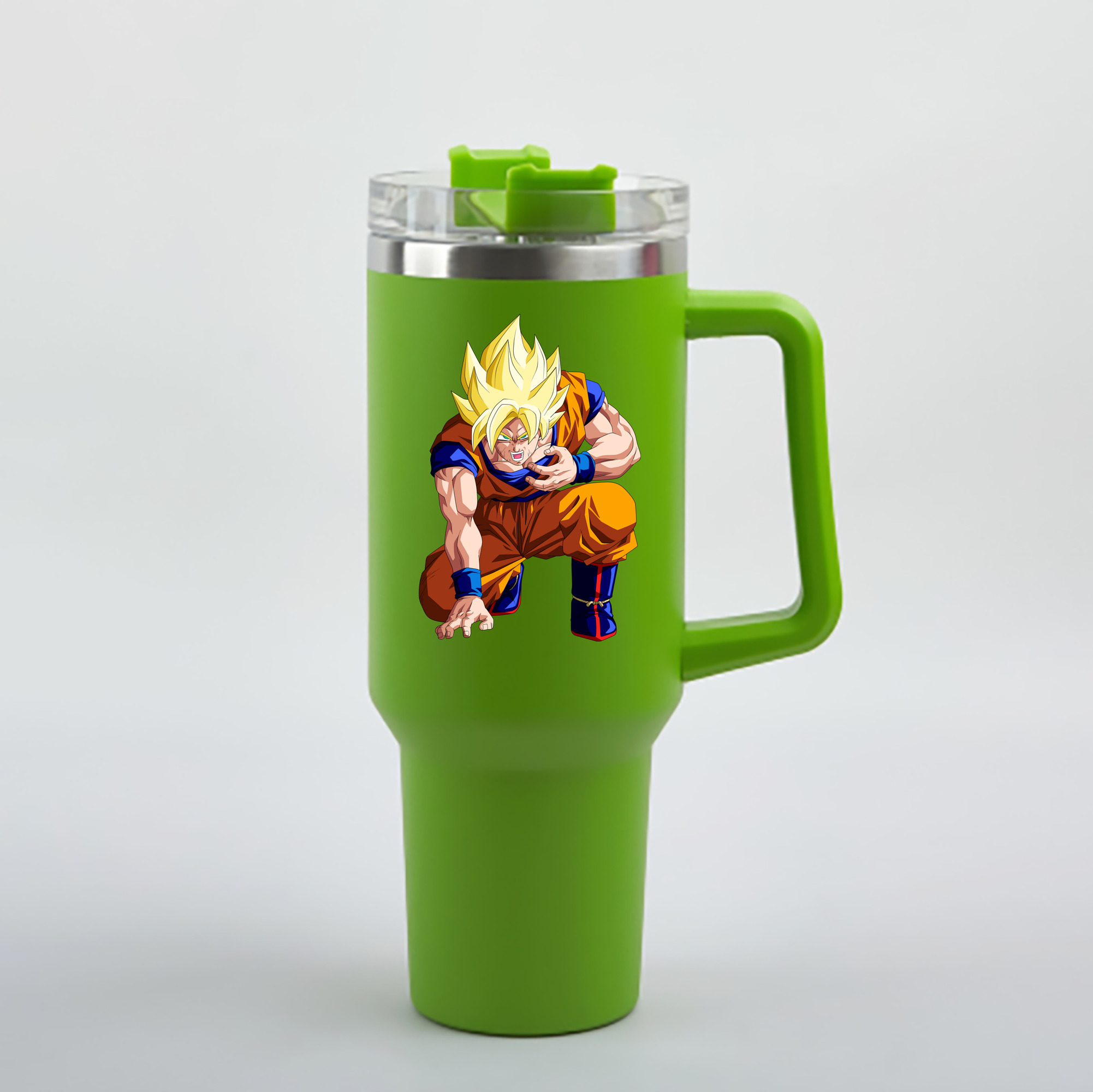 （画像用） ドラゴンボール 孫悟空（そん ごくう）Son Goku カカロット DRAGON BALL Kakarotto 1200mL車用タンブラー - クリスタルステッカー（プラスチックストロー付き）